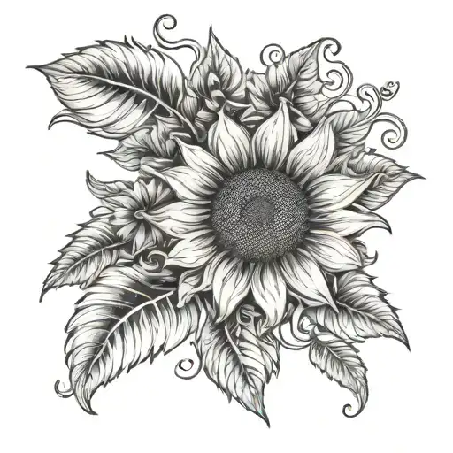 Ukrainian Pattern With Sunflower Blooming
