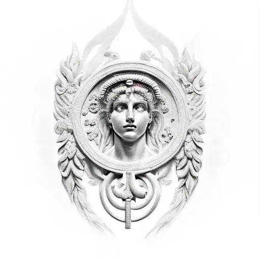 A Roman Goddess With A Laurel Wreath And Flowing Robes