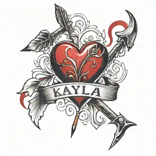 Red Heart With Name Kayla 2 Arrows Going Through And Smoke In The Background