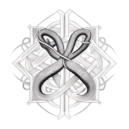 Cross With Vines Snake Warping Around The Cross With Sowards Stabbing In To The Snake