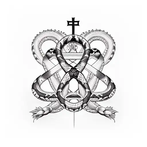 Cross With Snake Warping Around The Cross With Sowards Stabbing In To The Snake