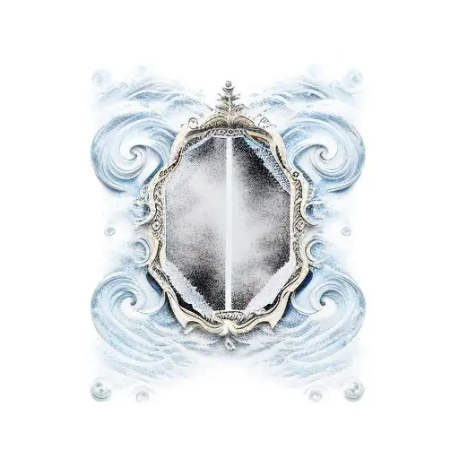 Ocean Wave Within Old Gothic Mirror Frame