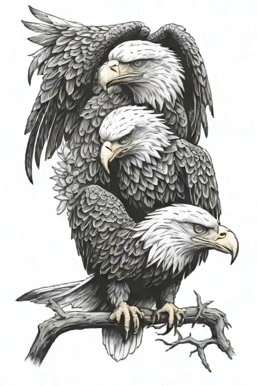 Eagle With Two Heads Together And Inside