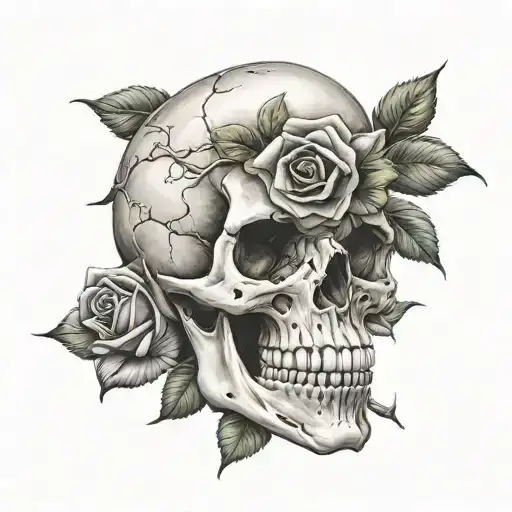 Skull With Rose Coming Out It's Mouth