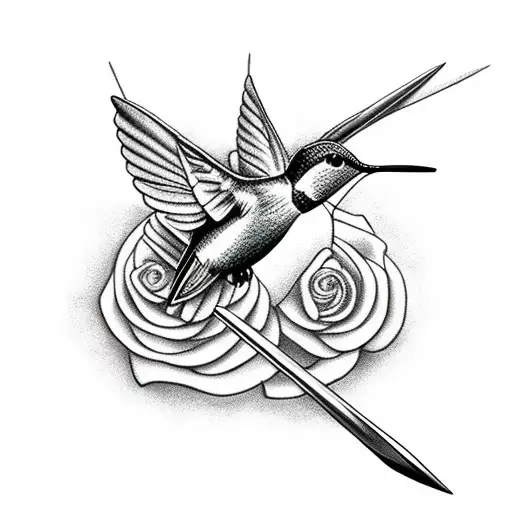 Hummingbird Spear And Rose