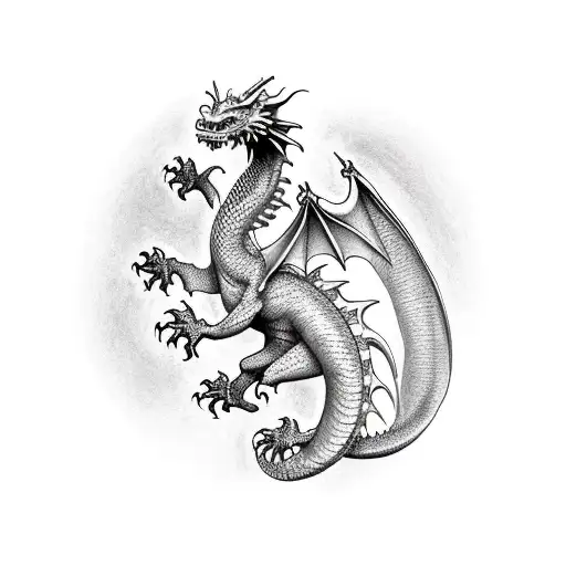 Dragon Climbing To Neck