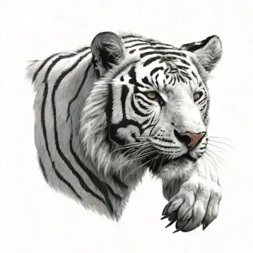 White Tiger Clawing It's Way