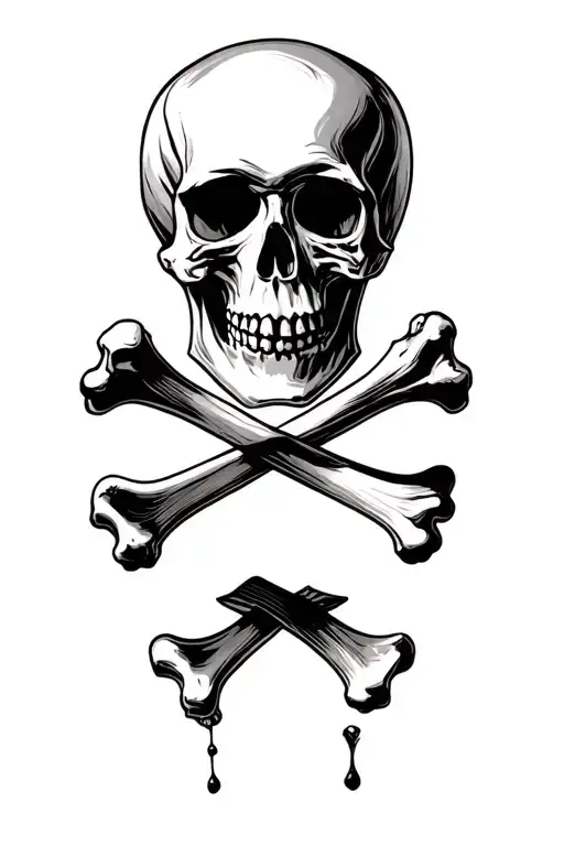Black Skull And Bones With Shading
