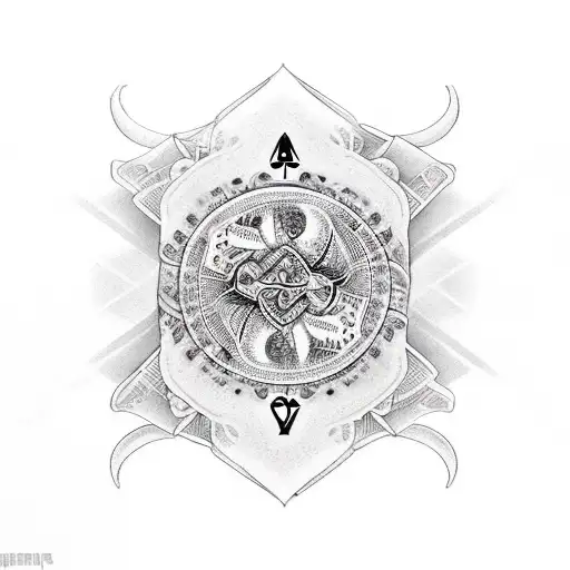 A Realistic Tattoo Of A Playing Card Surrounded By Musical Notes