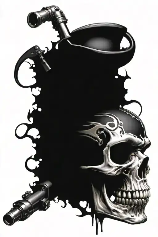 Create A Tattoo With A Skull Surrounded With A Harley Davidson Engine