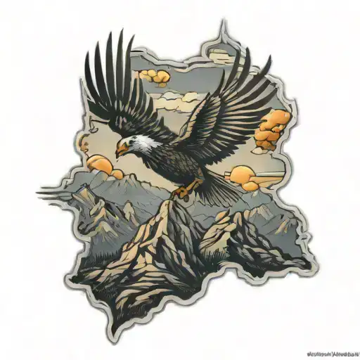 Phoenix Flying Over A Mountain Peak