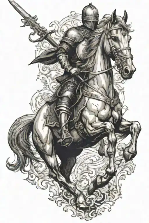 Medieval Knight Riding A Horse
