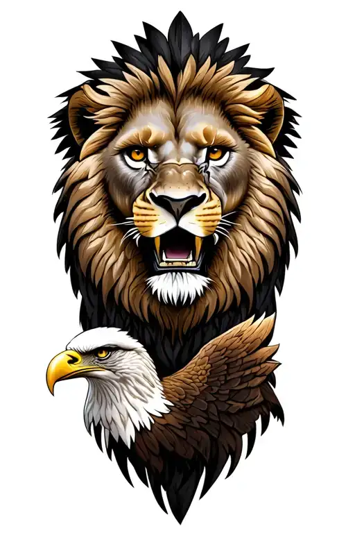 Lion And Eagle Tattoo Design