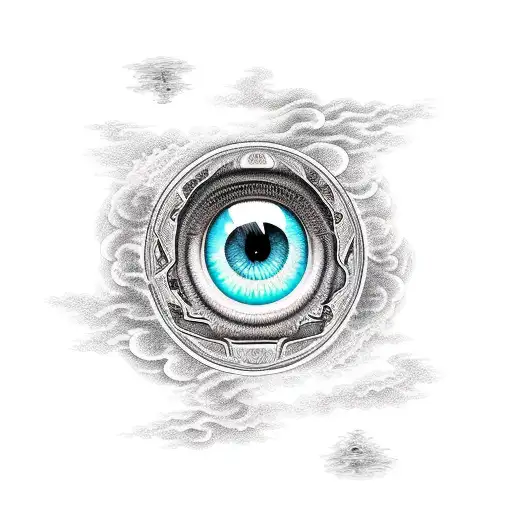 A Detailed Dragon Eye Surrounded By Nature Elements