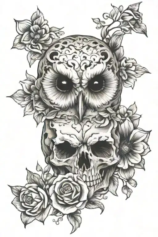 Owl Skull Flowers