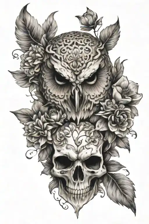 Owl Skull Flowers