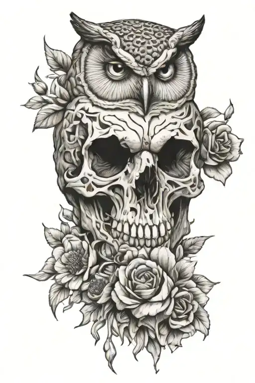 Owl Skull Flowers