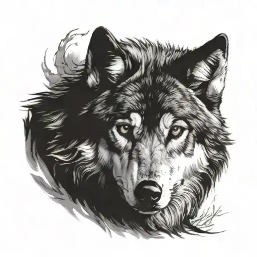 Wolf Looking To The Light Hoping But Sad