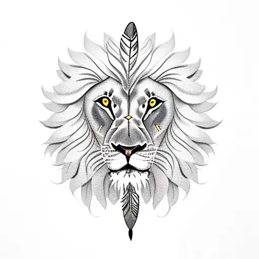 Lion With Feathers And Flowers