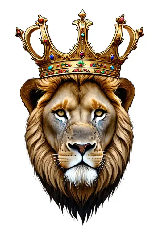 Lion Head With Crown Made