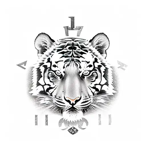 Tiger With Roman Numerals Of 14Th July 2023 Above