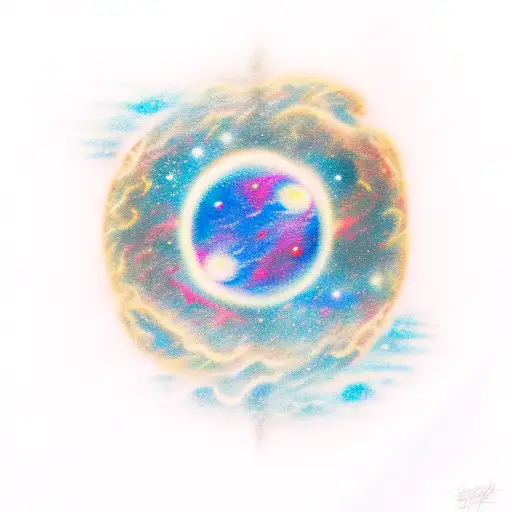 Space Nebula With Sun Moon Astronaut