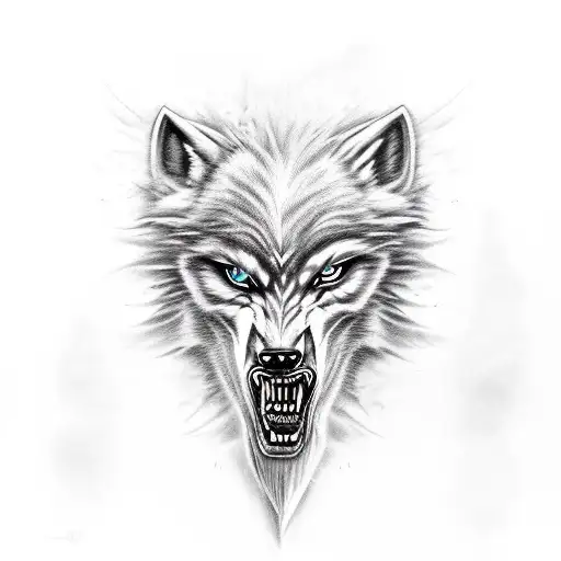 Sketch-style Portrait Of A Fierce Werewolf In Mid-transformation