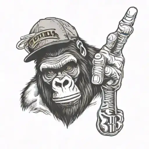 Gorilla Middle Finger Snapback Hat With Boros Text