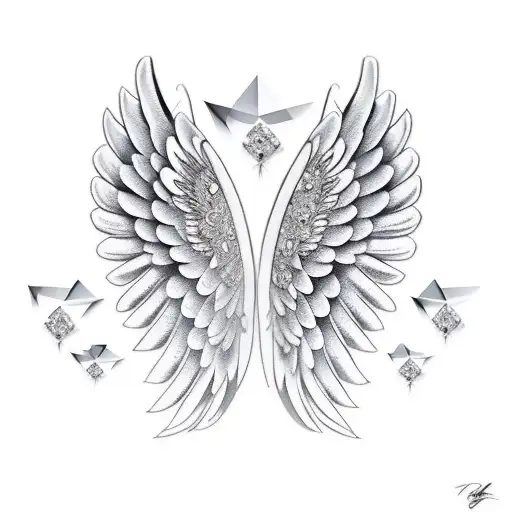 Angel Wings With Diamond