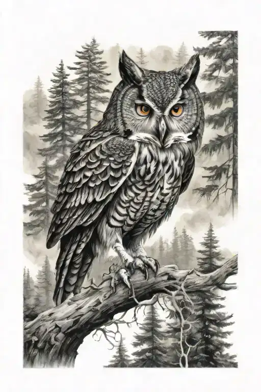 Hunting Forest Owl Wolf