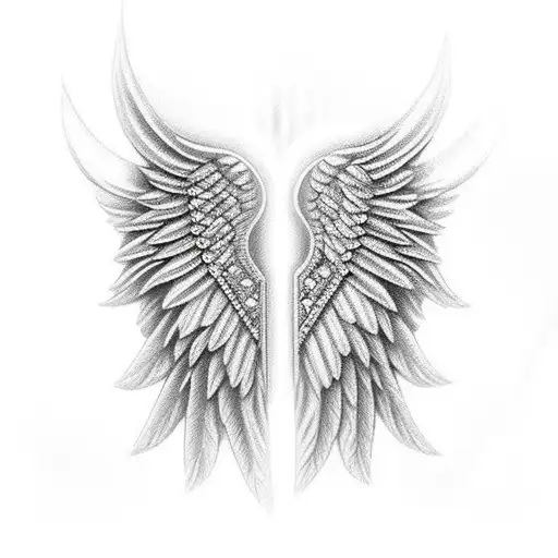 Detailed Angel Wings With Diamond