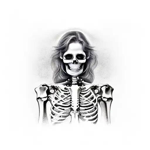 Skeleton And A Live Woman In Love