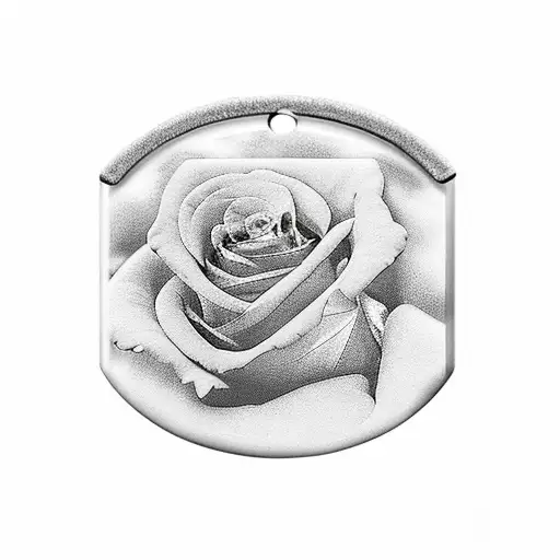 Dog Tag Surrounded By Heavily Clouds And Roses