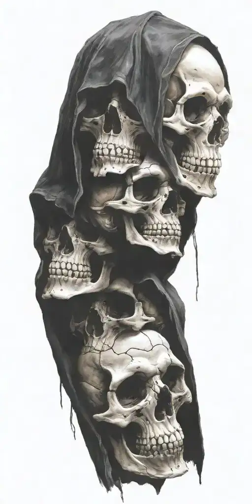 Demonic Skulls In Hoods Realistic