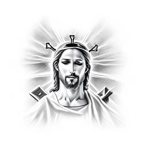 Jesus Crist With A Cross On Behind