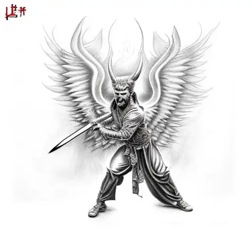 Lucifer With A Flaming Sword