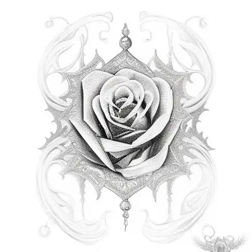 Gothic Victorian City And A Metallic Rose