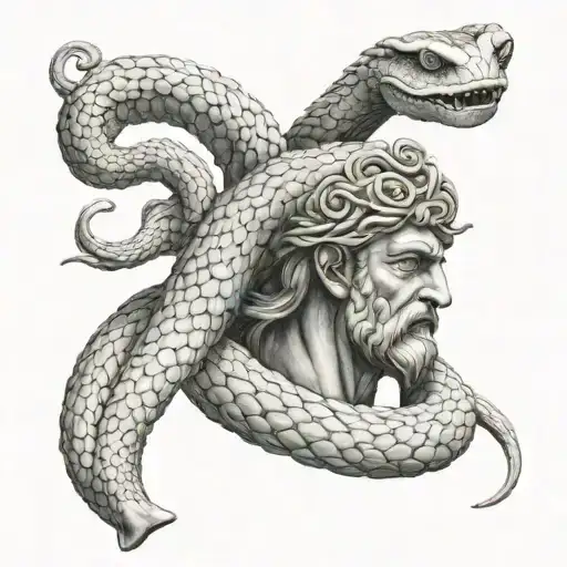 Greek God Medicine With Staff Coiled Snake