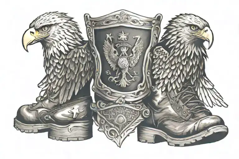Two Eagle Boots With A Shield In The Middle