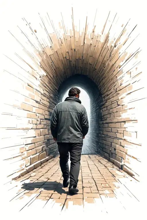 Man Walking Through A Portal In Berlin Into A New Life After Anxiety