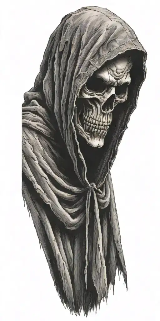 Hooded Reaper Half Body Hiding Face