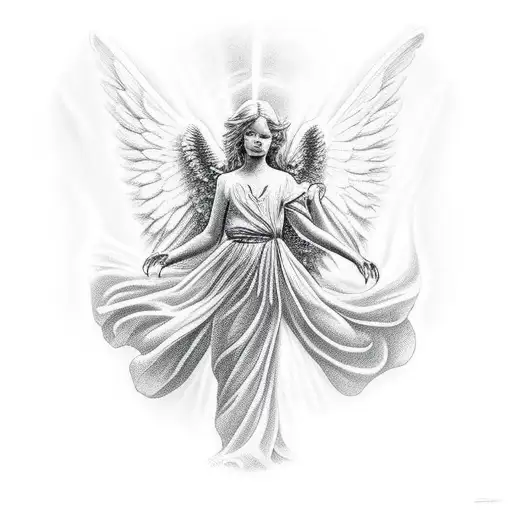 Angel With Lighting In The Back