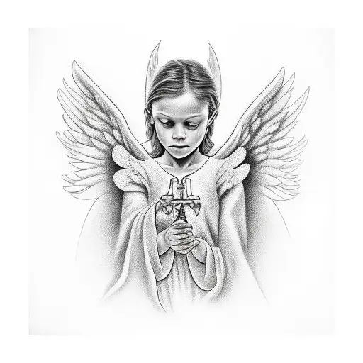 Angel With Lighting In The Back