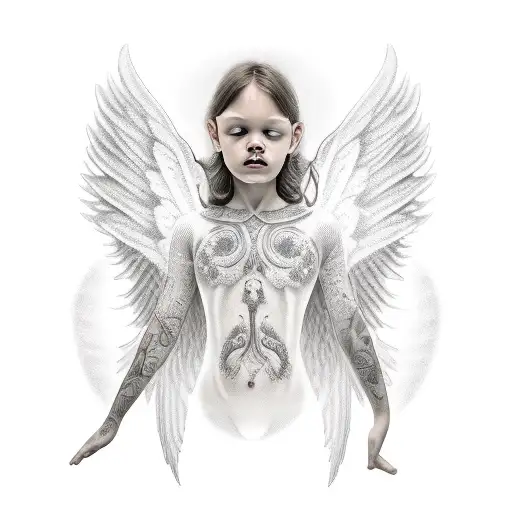 Angel With Lighting In The Back