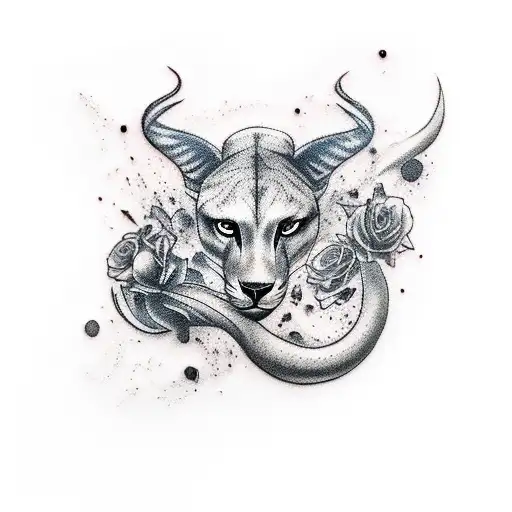 A Moody And Passionate Wildlife Tattoo Featuring A Galaxy Background