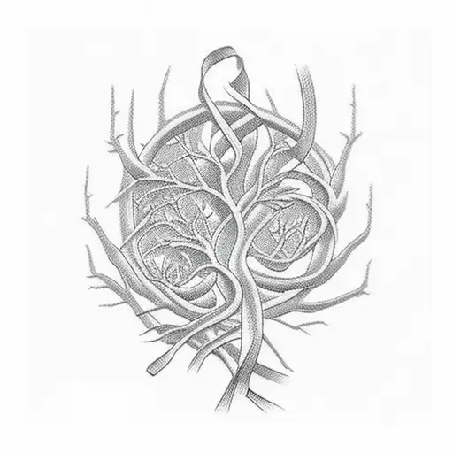 Cancer Ribbons Inside Of A Tree