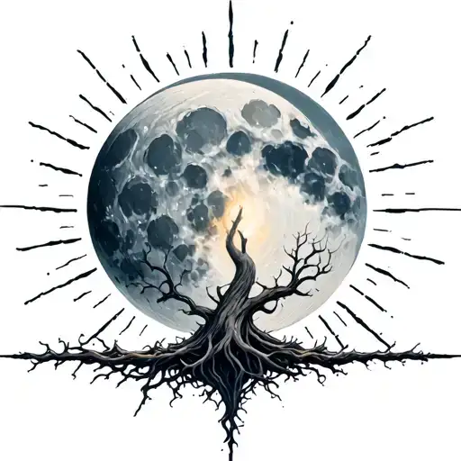 Moon Yggdrasil Sun Rays