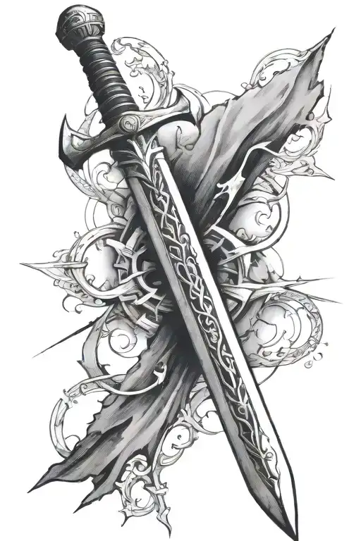 Templar Sword Simple Lines