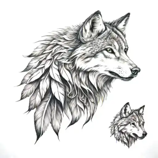 Feather And Wolf Head