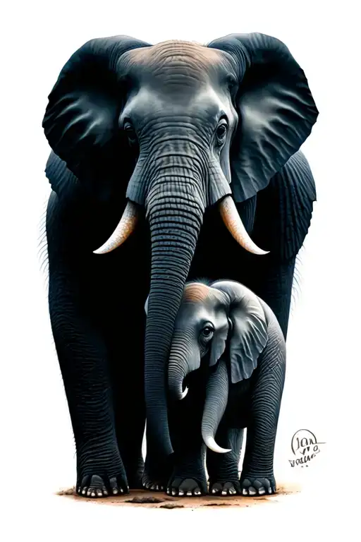 Mom And Teen And Baby Elephant